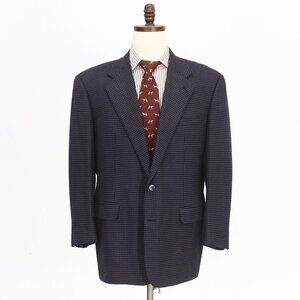 Belvest 46R Navy Check 2-Button Sport Coat Blazer Jacket O497